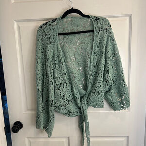 Women's Unbranded Crocheted Green Cardigan M